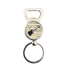 Bass Guitar Bottle Opener Keyring – 32mm, Vintage Sheet Music Gift for Musicians