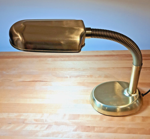 Brass bankers desk lamp - brass, goose