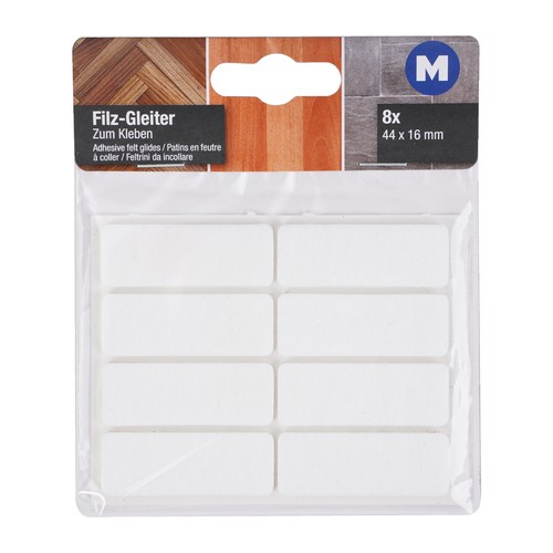 Felt gliders white - 8x,