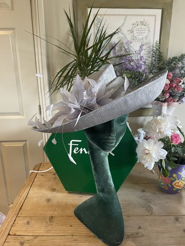 Silver large hat - grey, formal