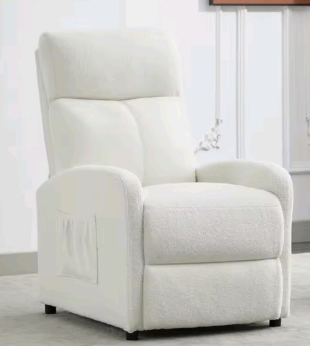 White faux leather recliner - faux,