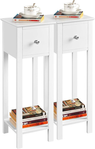 White slim bedside table - slim,