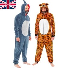 Mens Adults Shark Tiger 1Onesie Onesey Fleece Hood Jumpsuit Novelty Lounge Gamer