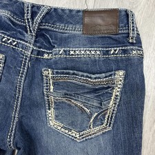 Y2K Maurices Ultra Low Rise Bootcut Jeans W28L30 Embroidered Pockets Downtown 