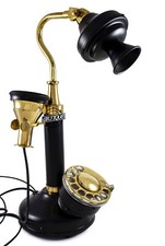 Antique Telephone Vintage Brass Phone Candlestick Rotary Dial Home Décor Office.