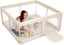 BEJOY Baby Playpen, 150cm Compact and Strong, Foam Protection, Beige