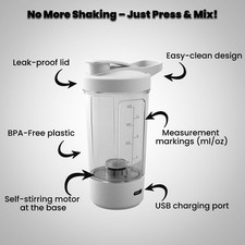 Electric Protein Shaker Bottle 12oz -USB-C Rechargeable Vortex Mixer Cup