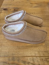 Tan Cow Suede Platform Slippers Mint Velvet Size Small UK 3-4