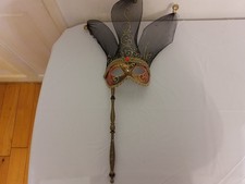 Long Venetian Mask Hand Made Italian Masquerade Mask on Stick Italian Mask