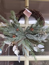 The White Company ~ Christmas Autumn Door Wreath 40cm  NWT Frosted Eucalyptus