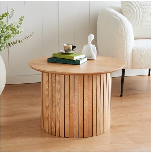 Coffee table round - coffee, oak