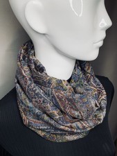 Infinity Circle Scarf Double Loop Liberty Varuna Wool Paisley  Handmade Floral