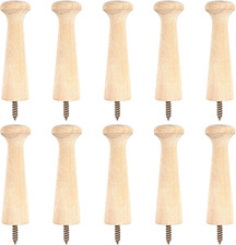 10PCS Wooden Shaker Peg Hooks Coat Pegs, 2.9 Inch Wall Mounted Screw-On Hooks