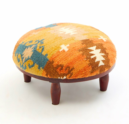 Upholstered round footstool - upholstered,