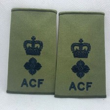Cadet ACF OD Green Rank Slides / Epaulette Pair Genuine British Army - NEW