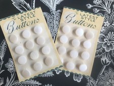 24 Vintage 1950s Carded Glass Buttons Milk White Cream 12mm Sewing Wedding Craft