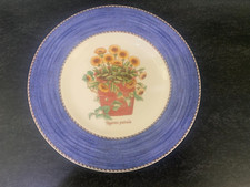 Wedgwood Sarah's Garden 8.25 inch Salad Plate blue band Tagetes Patula  UNUSED