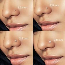 PAIR Sterling Silver Small Clear Crystal Nose Stud Bar Pin Women Girls Gift UK