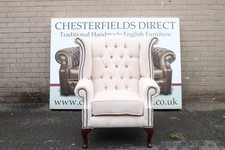 Fabric Armchair High Back Luxurious Chenille Queen Anne New In Cream