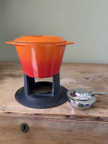Creuset orange fondue cast - le,