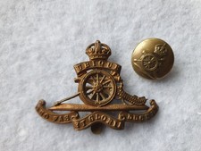 ROYAL ARTILLERY KC BRASS CAP BADGE AND BUTTON