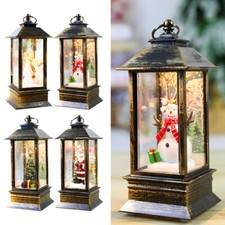 UK Christmas Snow Globe Lantern LED Light Hanging Santa Night Lamp Table Decors`