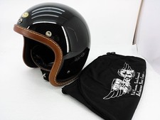 TT&CO Super Magnum Leather Rim Shot Helmet 57-58cm Black M/L Double Strap