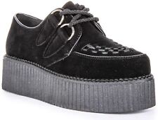 Womens Platform Sole Creeper Double Womens Trainer In Black Mono UK 3 - 8