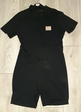 Womens PrettyLittleThing Playsuit Unitard Collar Zip Up Gathering On Back