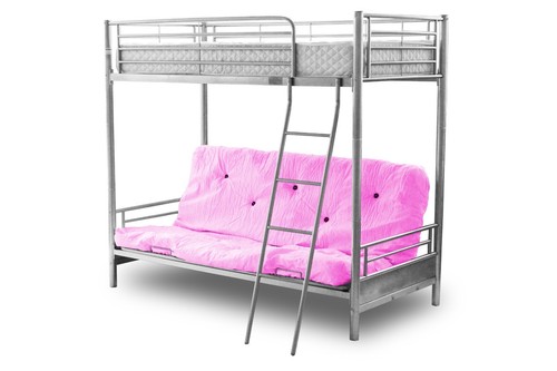 Silver metal bunk - bed, black