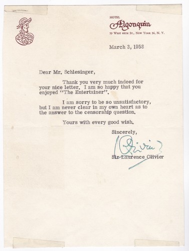 Sir laurence olivier signed - laurence,