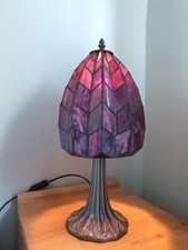 QUALITY TIFFANY STYLE TABLE LAMP HANDMADE GLASS SHADE METAL BASE BY R.V. ASTLEY