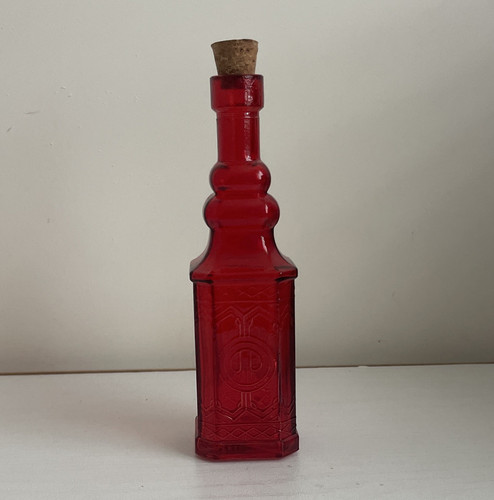 Red glass decorative bottle - glass,
