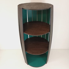 Unique Handmade Wooden Barrel Shelving Unit Deep Green & Rosewood