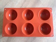 Pavoni Silicone Flexible Teacake Mould, Red, 6 Hemispherical Cups, Non-Stick
