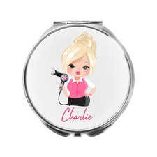 Hairdresser Mirror Personalised Compact Hair Stylist Pink