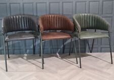 Vintage Industrial Rustic Dining Chairs, Leather Look, Home Restaurant Cafe Bar