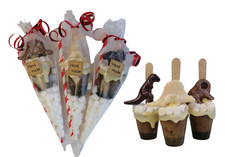 Dinosaur Cone Handmade Gift Set of 3 Belgian Hot Chocolate Stirrers Spoons Stick