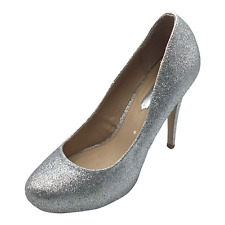 Dorothy Perkins Womens Silver Glitter High Heel Party Court Shoes Size UK 6 Used