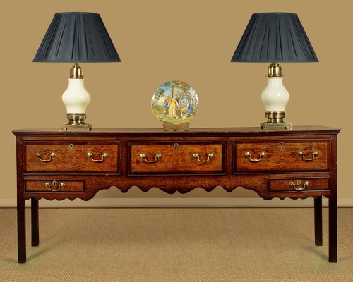 Antique long oak dresser base - antique,