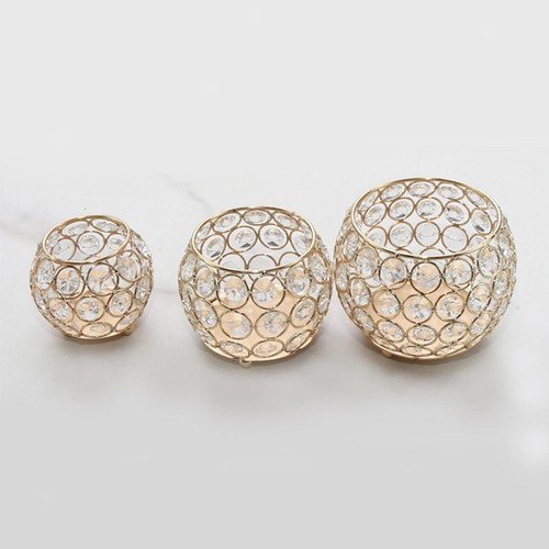 Gold crystal candle holder - gold,