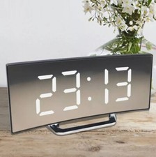 Electric Alarm Clock for Bedrooms Digital Clock Silent Curved Design led Clocks