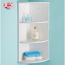 Wooden Shelf 3 Tier Wall Corner Shelf Storage Cabinet Unit Bathroom Shelving
