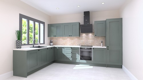 Heritage green shaker - green, kitchen