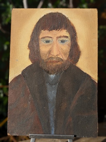 Vintage naive oil board - vintage,