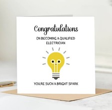 Personalized Congratulation card on becoming a qualified Electrician .