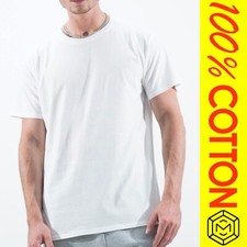 Mens T Shirt 100% Cotton Tee Crew Neck Casual Short Sleeve Regular Plain Top