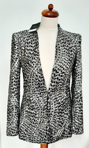New zara silver sequin black - new,