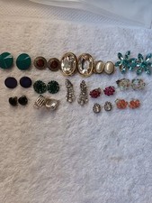 Costume Jewellery Fourteen Pairs Of Clip On Earrings Joblot Bundle