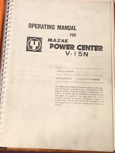 Mazak operating manual - operating,